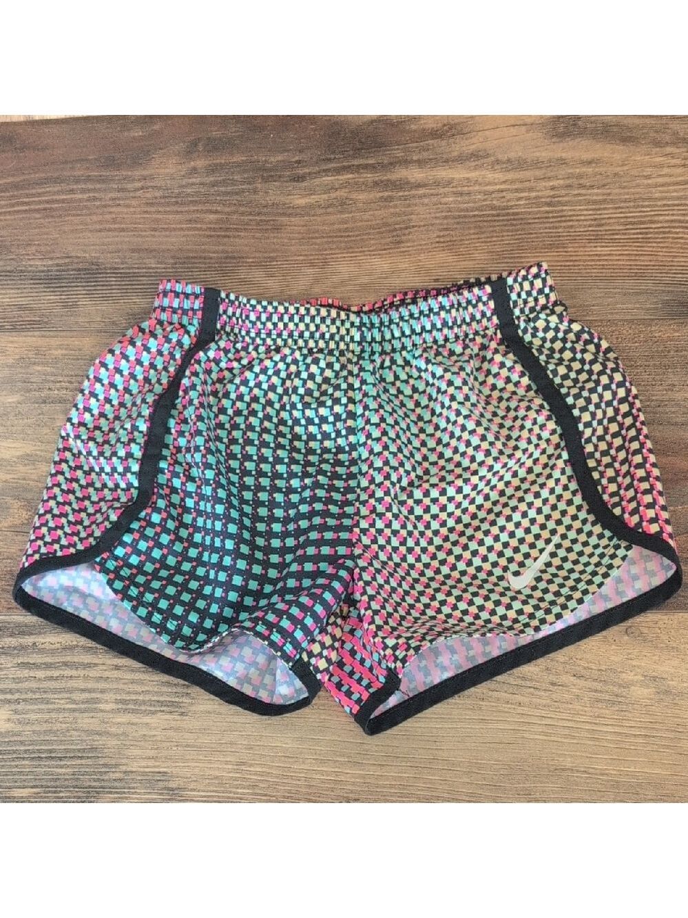 Nike Kids Checkered Multicolor Athletic Lined Running Shorts 6X 630P